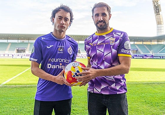 'Apa' y 'Canario', capitanes del Palencia Cristo y Palencia CF, respectivamente, el miércoles en La Balastera.