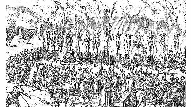 En el segundo auto de fe de 1559, celebrado en octubre, fueron quemadas vivas cuatro monjas del convento de Belén de Valladolid ante miles de personas en...