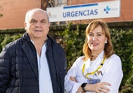 Los doctores Gonzalo Ibáñez y Rosa Ibán, presidentes saliente y entrante autonómicos de la Sociedad Española de Medicina de Urgencias y Emergencias (Semes).