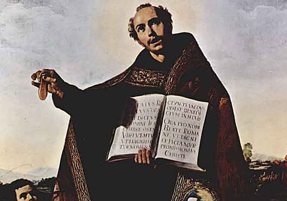 San Román de Antioquia con la lengua en la mano, una de las torturas a las que fue sometido durante su martirio.