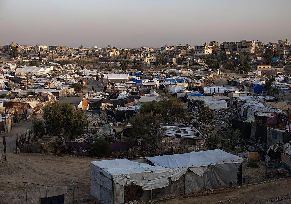 Campameno de refugiados palestinos en el sur de Gaza.