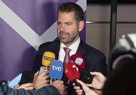 Gabriel Solares, copresidente del Real Valladolid, durante el acto del lunes de entrega de insignias a los abonados,