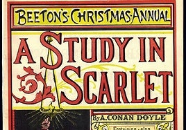 Portada de «Estudio en escarlata», famosa novela de A. Conan Doyle protagonizada por el detective Sherlock Holmes y publicada por primera vez en 1887.