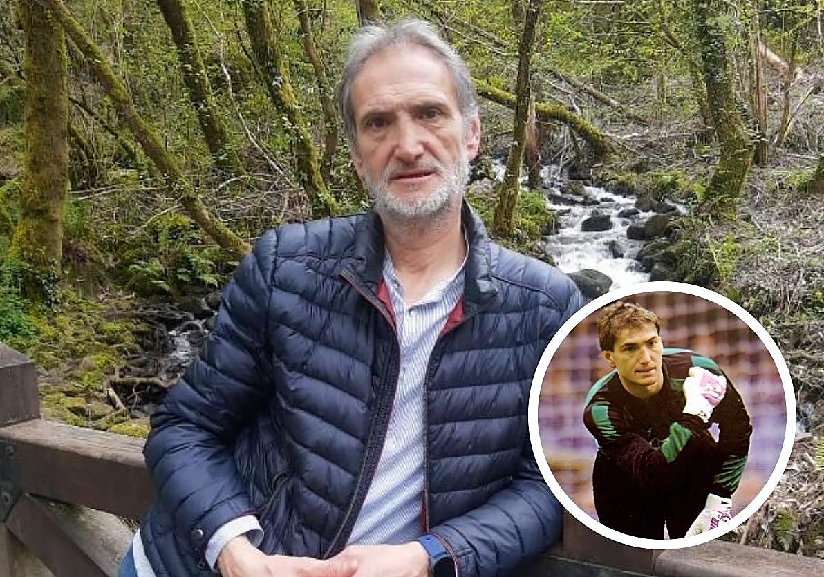 Agustín Elduayen, en una imagen actual y durante su etapa como portero en el Real Valladolid