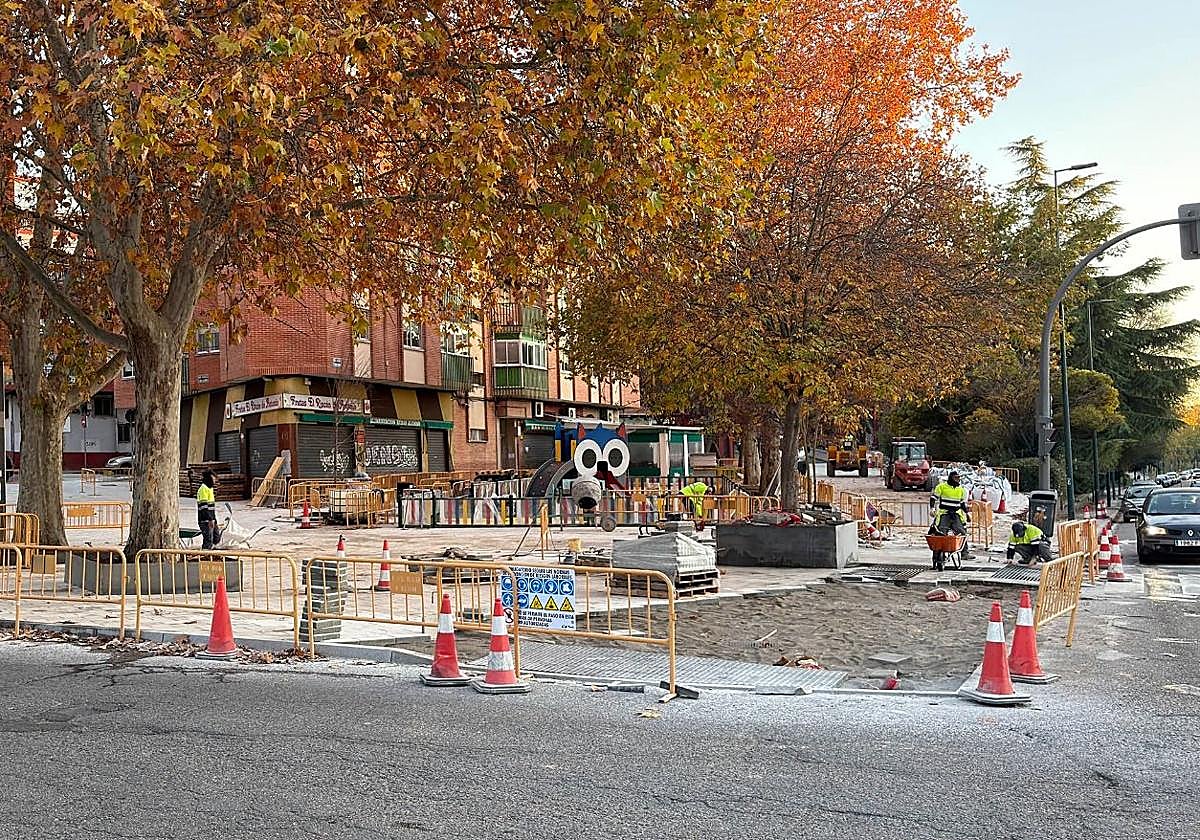 Obras del carril bici en el Paseo de Juan Carlos I.