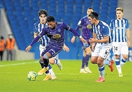 Gonzalo Plata, en la última visita del Real Valladolid a la Real Sociedad B en diciembre de 2021