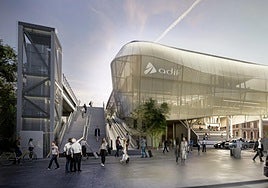 Infografía del futuro edificio de la estación de trenes.