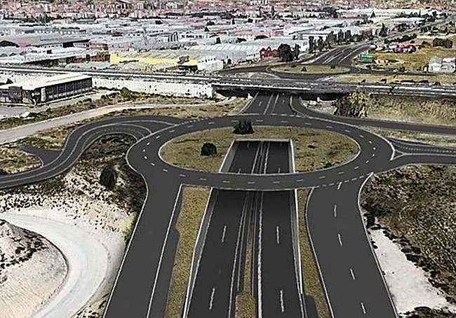 Infografía de la solución propuesta para soterrar parte de la Autov´ia del Duero a la altura de las rotondas de La Cistérniga.