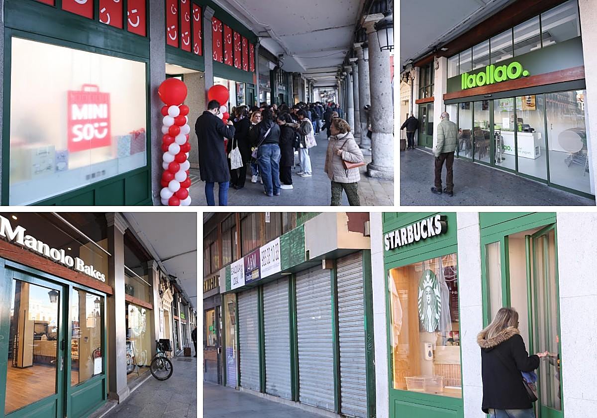 Varias franquicias situadas en la Plaza Mayor de Valladolid. La última, Miniso, el pasado viernes.