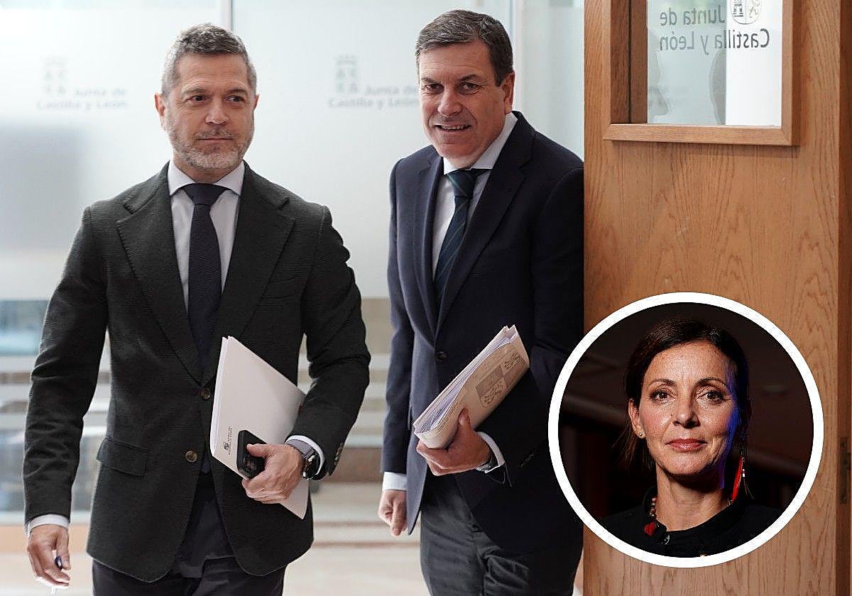 Julio López Revuelta y Carlos Fernández Carriedo, ayer. En el círculo, Nevenka Fernández.