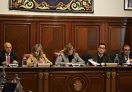 Armisén preside el pleno, con los diputados Urbano Alonso, María José de la Fuente, Juan Antonio Obispo y Adolfo Palacios.