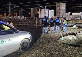 Inspección nocturna a los trabajos del Ave en Palencia.