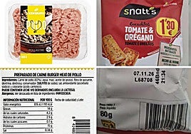 Presentación e información del preparado de carne (izquierda) y del aperitivo (derecha).