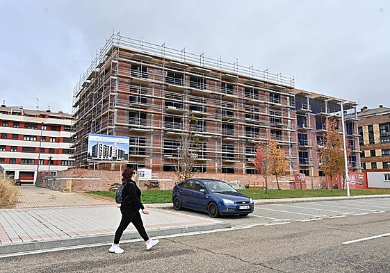 Una promoción de viviendas en construcción en Palencia.