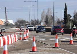 Obras en una carretera de Valladolid.