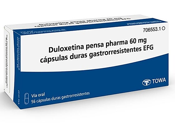 Envase de Duloxetina pensa pharma de 60mg
