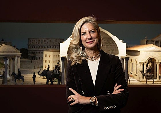 Irene Carvajal durante una visita al Belén de Las Francesas.