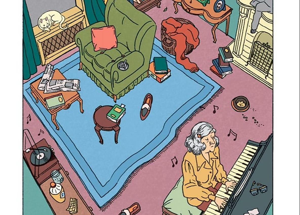 Imagen secundaria 1 - Arriba, Carmen Martín Gaite. Dos páginas de la novela gráfica.