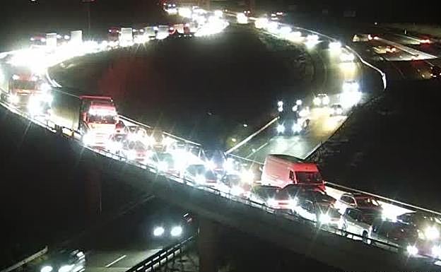 Estado de la A-62 en Tordesillas a las siete de la tarde de este lunes.