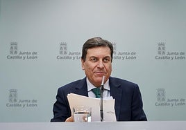 El portavoz de la Junta, Carlos Fernández Carriedo, este jueves en la rueda de prensa posterior al Consejo de Gobierno.
