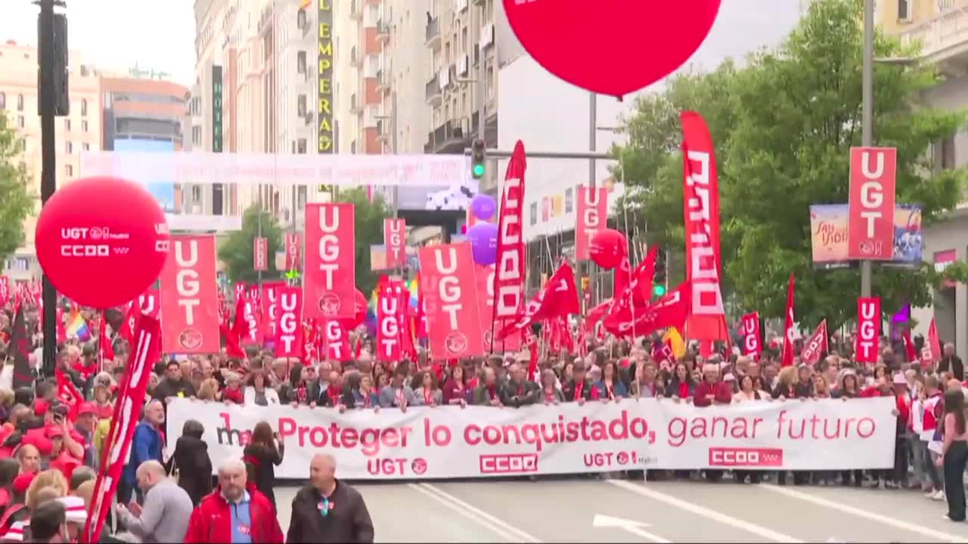 Manifestación convocada por UGT y CC.OO. por el Primero de Mayo