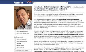 La página de Facebook del consejero andaluz de Empleo, Manuel Recio.