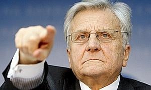 Jean Claude Trichet ayer en la reunión sobre tipos del BCE.