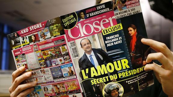 Portada del supuesto amor secreto del presidente François Hollande, la actriz Julie Gayet. 