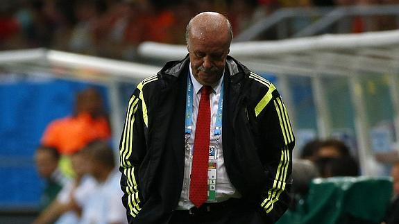 Del Bosque, en el partido ante Holanda. 