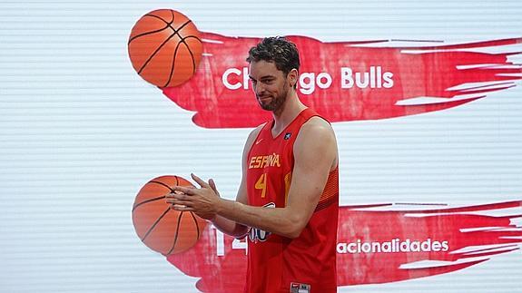 Gasol, en la presentación de la nueva equipación de España. 