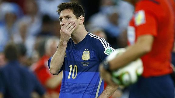 Messi, durante un partido con Argentina. 