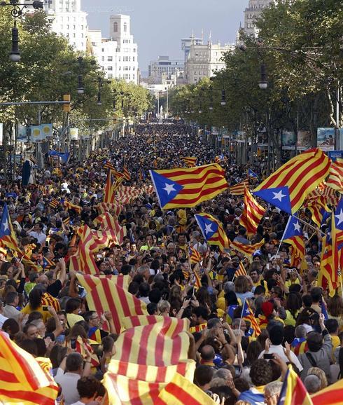 Vista de una manifestación de la Diada 