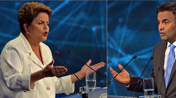 Dilma Rousseff y Aécio Neves. 