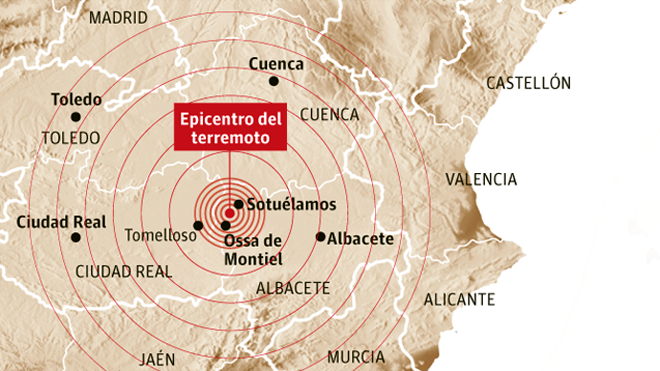 El punto donde se ha localizado el terremoto.