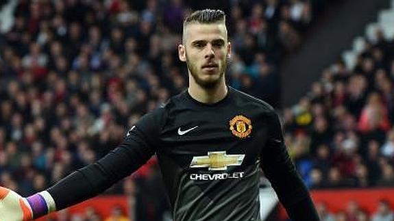 De gea en un partido con el Manchester United. 