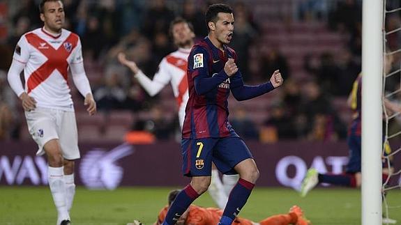 Pedro, celebra un gol la pasada temporada. 