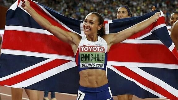 Jessica Ennis-Hill después de proclamarse campeona del mundo. 