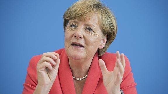 Merkel durante la conferencia de prensa de este lunes.