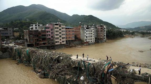Imagen de la región de Fujian tras la tormenta del tifón Nepartak. 