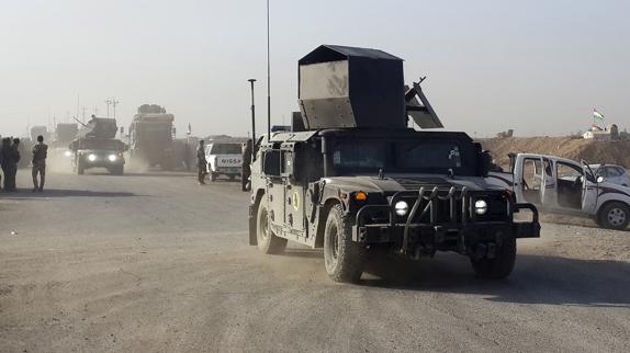 Las tropas iraquíes y las kurdas en Mosul.
