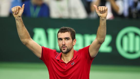 Cilic celebra la victoria. 