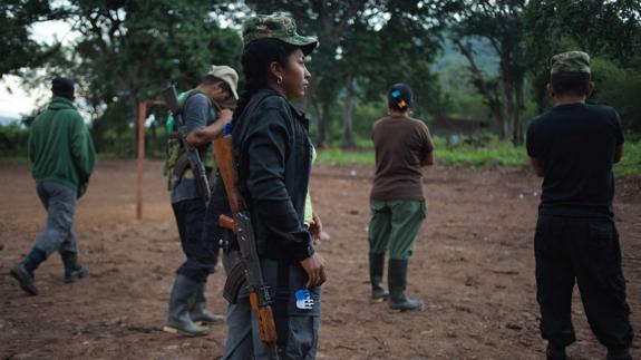 Guerrilleros de las FARC en un campamento de La Guajira (Colombia).