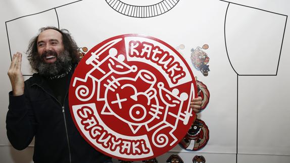 Urmeneta, en la presentación de su nueva marca, Katuki Saguyaki, en Pamplona.