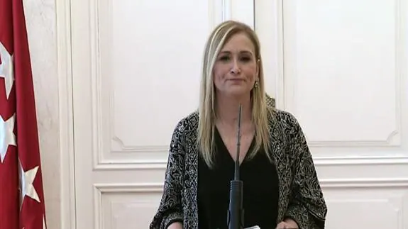 Cristina Cifuentes, durante su comparecencia.