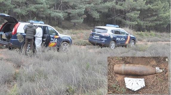 Imagen del lugar en el que fue localizado el obús.