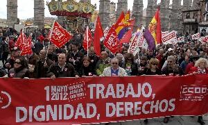 Manifestación celebrada con motivo del Primero de Mayo en Segovia el año pasado. / Antonio de Torre
