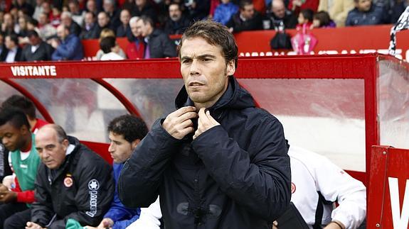 Rubi cuando dirigía al Girona, en un partido ante el Mirandés. 