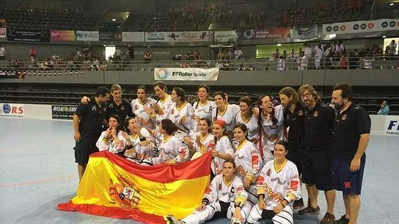 La selección española celebra el bronce.