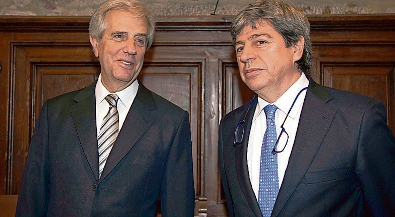 Cruz, junto a Tabaré el día de su nombramiento Honoris Causa. 