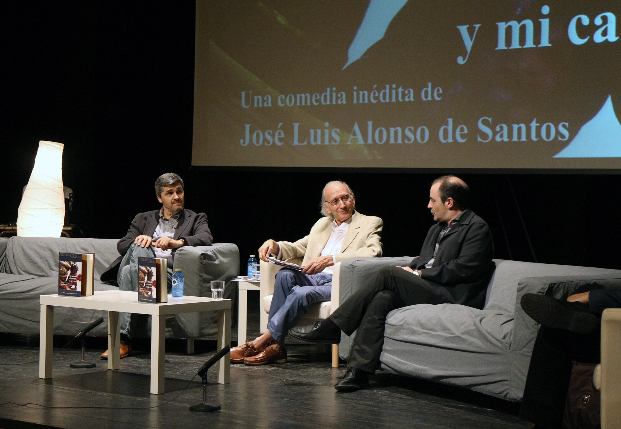 De izquierda a derecha, Abraham Madroñal, José Luis Alonso de Santos y Pedro Conde. 